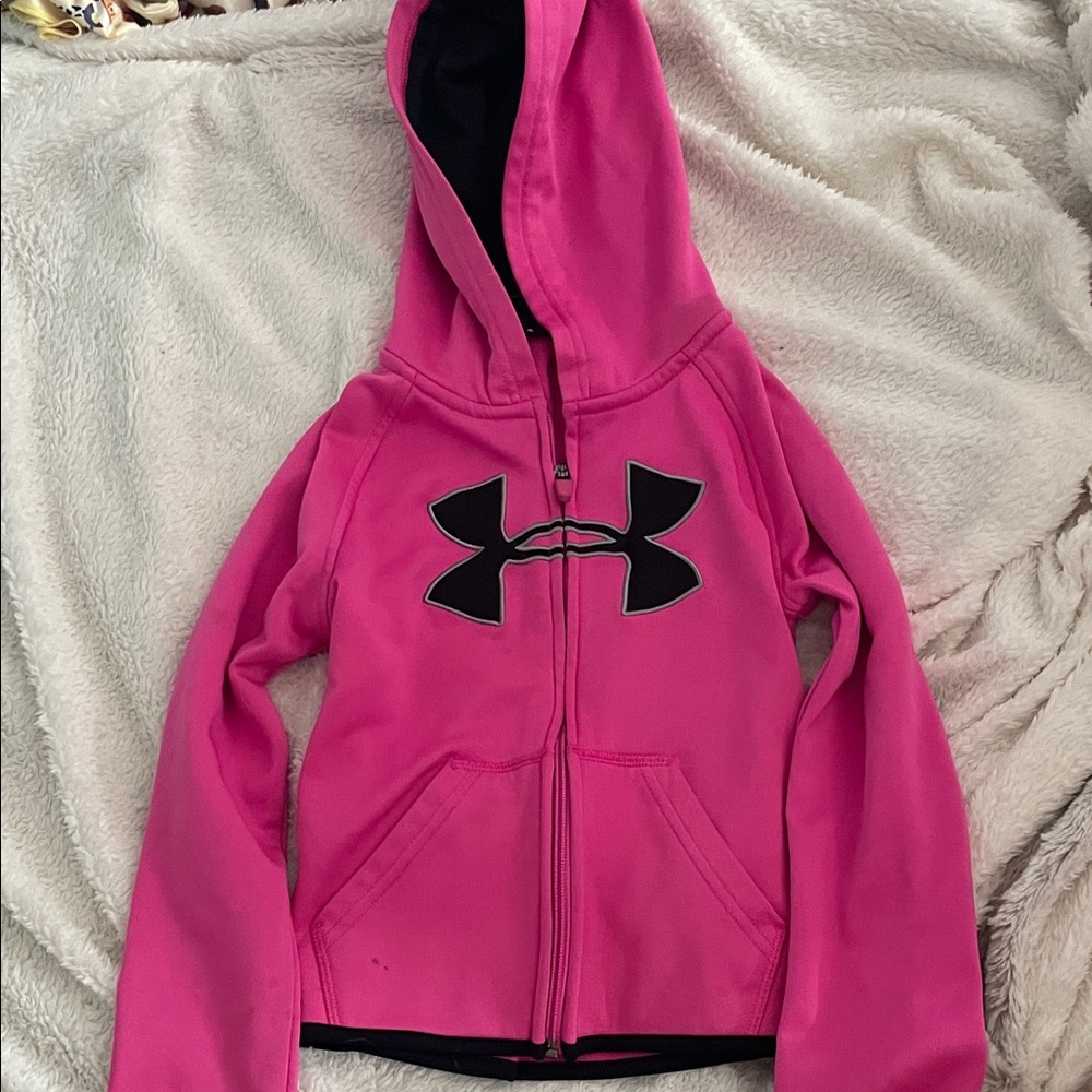Under Armour Hot Pink Full-Zip Hoodie with Black Logo